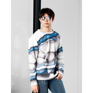 เสื้อแขนยาวลายหินอ่อน(สีบลูออนิกซ์): Blue Onyx Marble Sweater (Long-Sleeve)