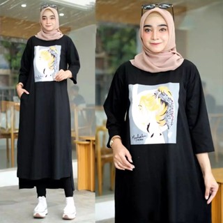 ชุดเดรส MIDI DRESS | M L XL XXL | เสื้อคลุมผู้หญิง (ไม่รวม HIJAB) เสื้อคลุมร่วมสมัยล่าสุด พร้อมเสื้อยืดผ้าฝ้าย COMBED พิมพ์ลายสกรีน 42s เสื้อคลุมยาว เสื้อคลุม สีดําล้วน สําหรับวัยรุ่น MIDI DRESS JUMBO DRESS สไตล์เกาหลี