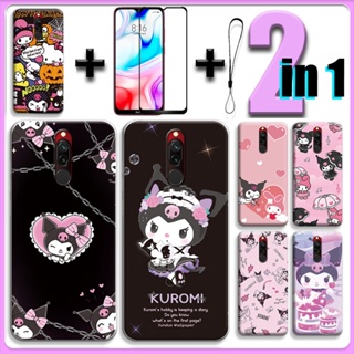 เคส 2 IN 1 สําหรับ Redmi 8 พร้อมกระจกนิรภัยกันรอยหน้าจอเซรามิค Kuromi