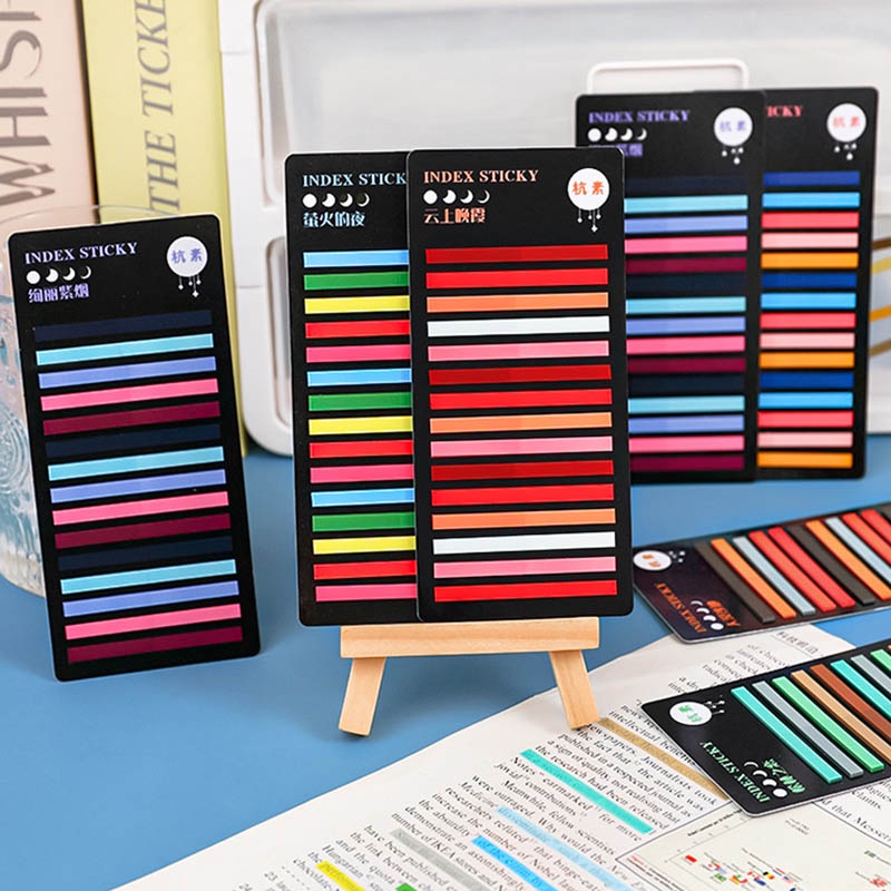 สติกเกอร์กระดาษโน้ต PET กันน้ํา สีโปร่งใส หลากสีสัน สําหรับนักเรียน (300 แผ่น)