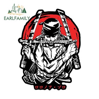 Earlfamily สติกเกอร์ ลายวันพีช RORONOA ZORO PIRATE HUNTER กันน้ํา กันรอยขีดข่วน สําหรับติดตกแต่งหน้าต่างรถยนต์ 13 ซม. x 10 ซม.