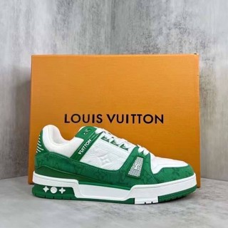 LOUIS VUITTON TRAINER SNEAKER MONOGRAM WHITE รองเท้าผ้าใบแบบผูกเชือก แบรนด์หลุยส์วิตตอง หนังแท้สีขาว ปั๊มโมโนแกรม