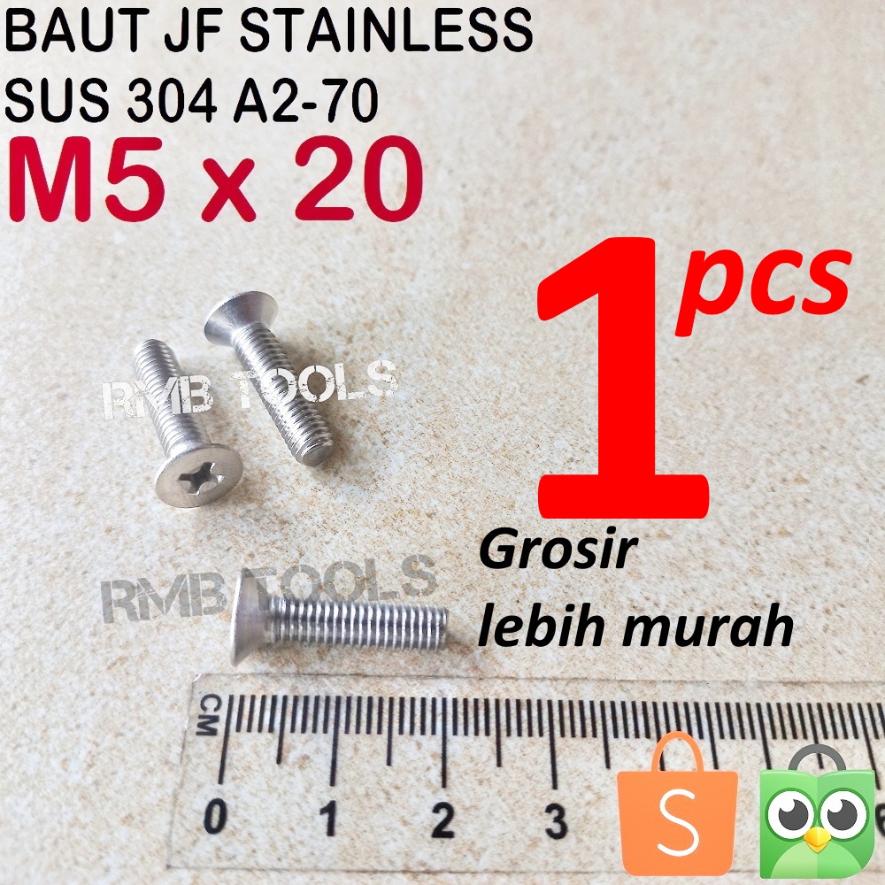 M5x20 JF STAINLESS GRADE 304 A2-70 FLAT HEAD MACHINE SCREW SCREWDRIVER PLUS M5 CSK