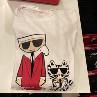 เสื้อยืด ผ้าฝ้าย ทรงหลวม ลายเสือ Karl Lagerfeld Lunar Tiger แฟชั่นสําหรับผู้ชาย และผู้หญิง