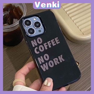 VENKI - Case iPhone 14 Pro Max TPU Soft Case Creative Coffee English Words Glossy Black Candy Case Camera Protection Shockproof For iPhone 14 13 12 11 Plus Pro Max 7 Plus X XR