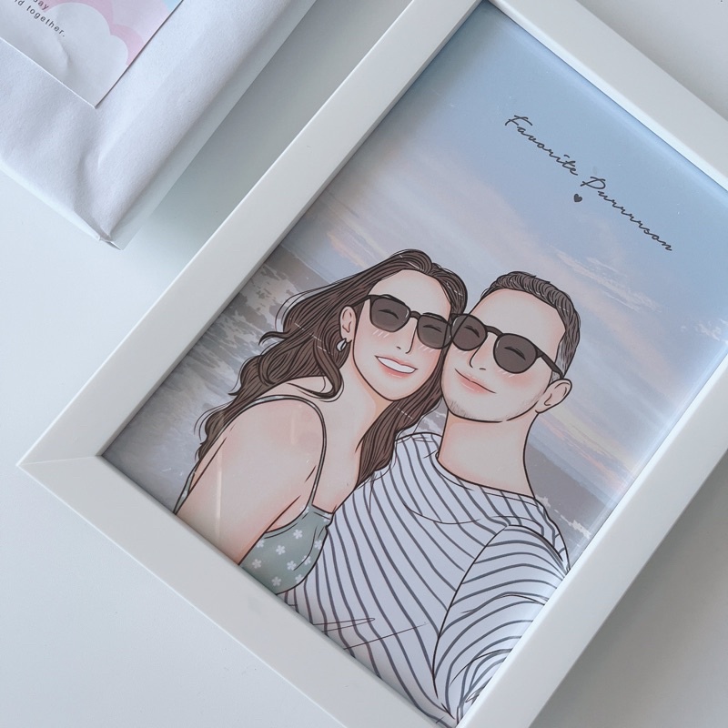 •𝒟𝒶𝓃𝑔𝑜• (อ่านรายละเอียดก่อนสั่งซื้อ) รับวาดรูปมินิมอล กรอบรูปพร้อมผูกโบว์ รับปริญญา วันครบรอบ วันเกิด