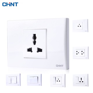 CHINT สวิตช์ไฟ เต้ารับปลั๊กไฟ เต้ารับ ปลั๊กไฟติดผนัง มีหลากหลายสไตล์ TIS ปลั๊กไฟบ้าน ปลั๊กกราวด์คู่ หน้ากากปลั๊กไฟ