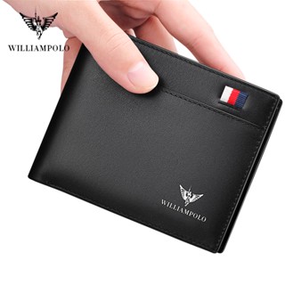 WILLIAMPOLO Men&amp;#39;s Slim Wallet Genuine Leather Mini Purse Casual Design Wallet Fashion Brand Short Small Pouch Gift 1