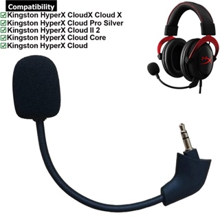 [Avery] ชุดหูฟังไมโครโฟน 3.5 มม. สีเงิน แบบเปลี่ยน สําหรับ HyperX Cloud 2 II X Core Pro Cloudx Mix Revolver Flight Alpha S Cloud9 C9