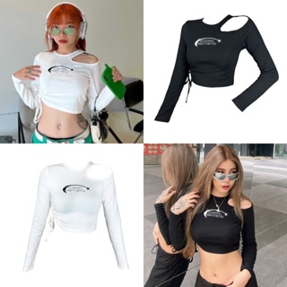 Cutout Long Sleeve Top โชว์ไหล่  รูดเอวขึ้นอีกแบบสับ!