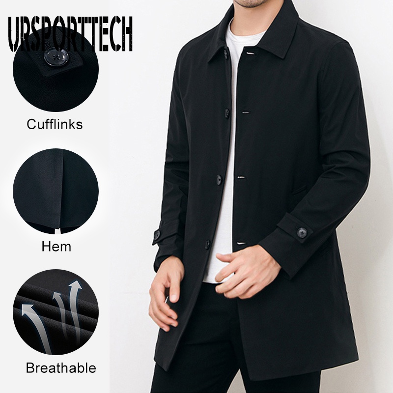 Fashion New Mens Business Jacket Men Long Cotton Windbreaker Jackets Overcoat Male Casual Winter Trench Outwear Coat  Ja #1