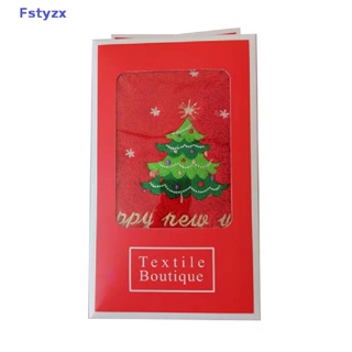 Fstyzx Xmas ผ้าขนหนูเช็ดมือคริสต์มาสผ้าขนหนูชาแดงซานตาคลอสผ้าขนหนูซักผ้า FY