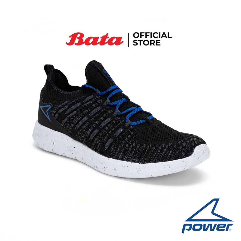Bata บาจา ยี่ห้อ Power รองเท้าวิ่ง รองเท้ากีฬา แบบผูกเชือก ผ้าถัก Mesh ระบายอากาศ สำหรับผู้ชาย รุ่น Engage Flex 300 Lo สีดำ 8186986