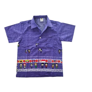 <สอบถามก่อนกดสั่งซื้อ> พร้อมส่ง เสื้ออาเซียนเด็กเล็กคอปก สีสด ใส่ไปโรงเรียน