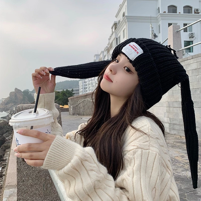 หมวกผ้าวูลถักนิตติ้งแต่งหูกระต่ายสไตล์เกาหลี thumbnail 5