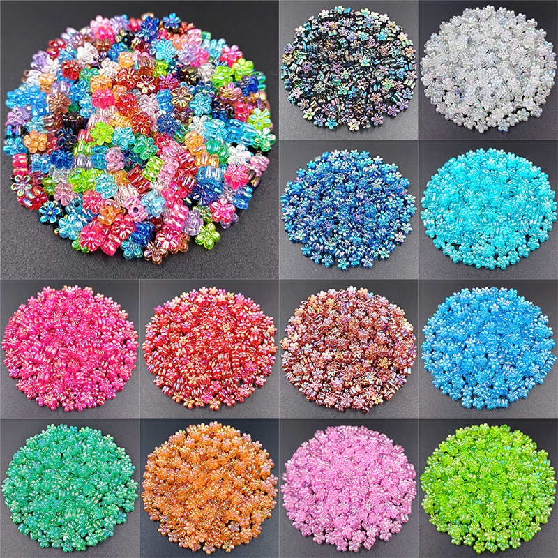 ลูกปัดอะคริลิค ลายดอกพลัม 7 มม. คละสี สําหรับทําเครื่องประดับ แฮนด์เมด 80 ชิ้น ต่อล็อต