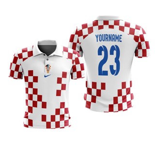 เสื้อโปโล พิมพ์ลาย Tiedye Croatia Home World Cup 2022 แบบกําหนดเอง