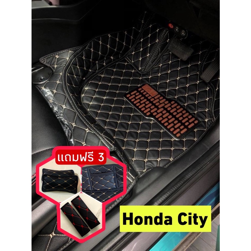 City ลดพิเศษ ตรงรุ่น ตรงปี พรมรถหนัง 6D ฮอนด้า ซิตี้ Honda City หนังเกรด PREMIUM เต็มคันห้องโดยสาร