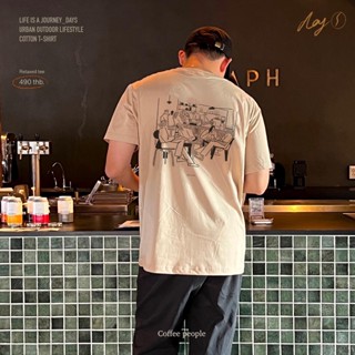 Playworks เสื้อยืดT shirt – Life is a journey days ลาย coffee people