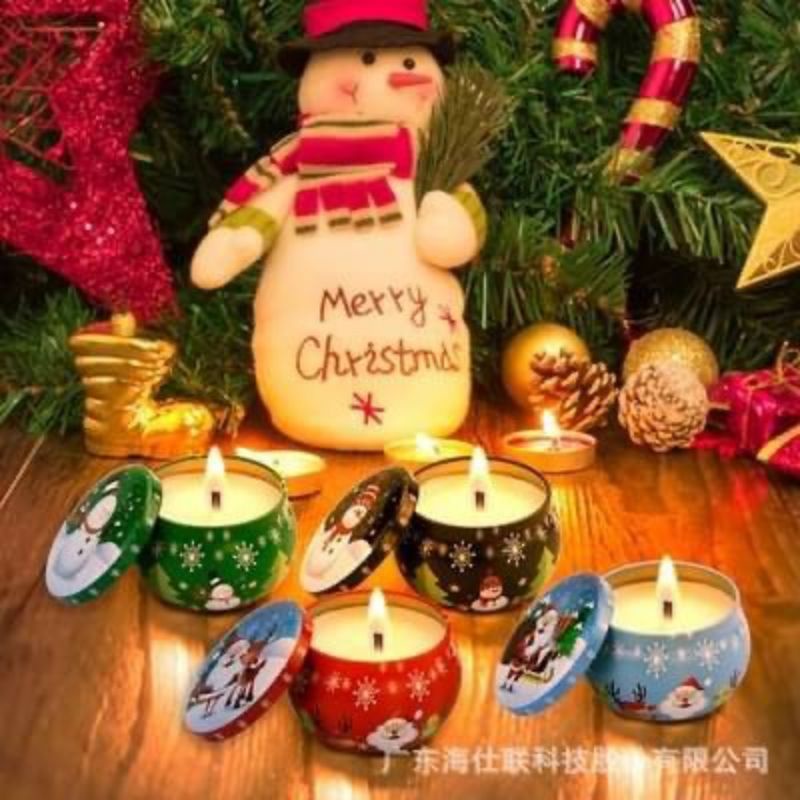 ชุดของขวัญเทียนหอม Christmas กลิ่นอโรมา ชุดของขวัญ 1 เซ็ท 4 ชิ้น  **กล่องเยินไม่สวยราคาลด ไม่มีผลต่อชิ้นงานด้านใน
