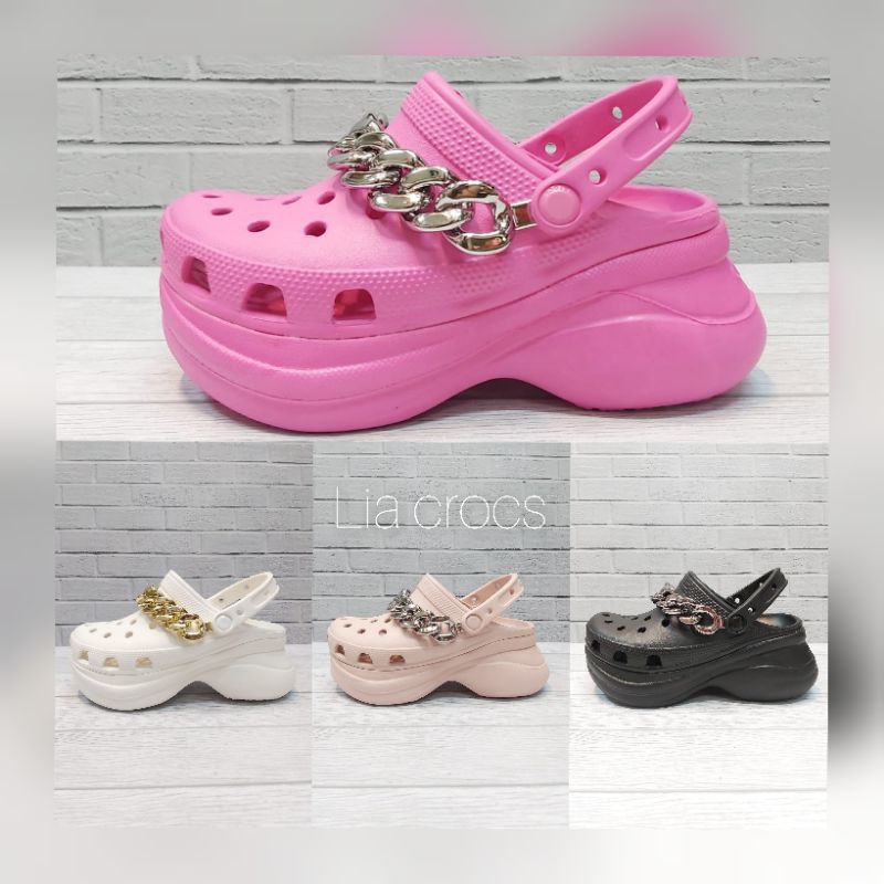 Crocs classic Bae Clog chain embellisshed platform / Crocs Bae Clog platform chain / Sandal