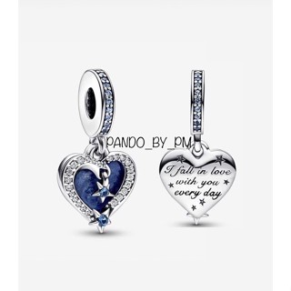 (พร้อมส่ง) Silver  Pandora Charm Star Heart ติ้งน้ำเงินหัวใจดาว ชาร์มPandora ของเเท้100%