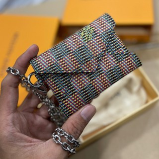 LOUIS  VUITTON MINI CARD POUCH WITH CHAIN  - งานสุดสลับเเท้มาเเล้ว +