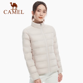 Camel เสื้อแจ็คเก็ตกีฬา น้ําหนักเบา ปกคอตั้ง เสื้อโค้ท อบอุ่น ลําลอง สําหรับผู้หญิง