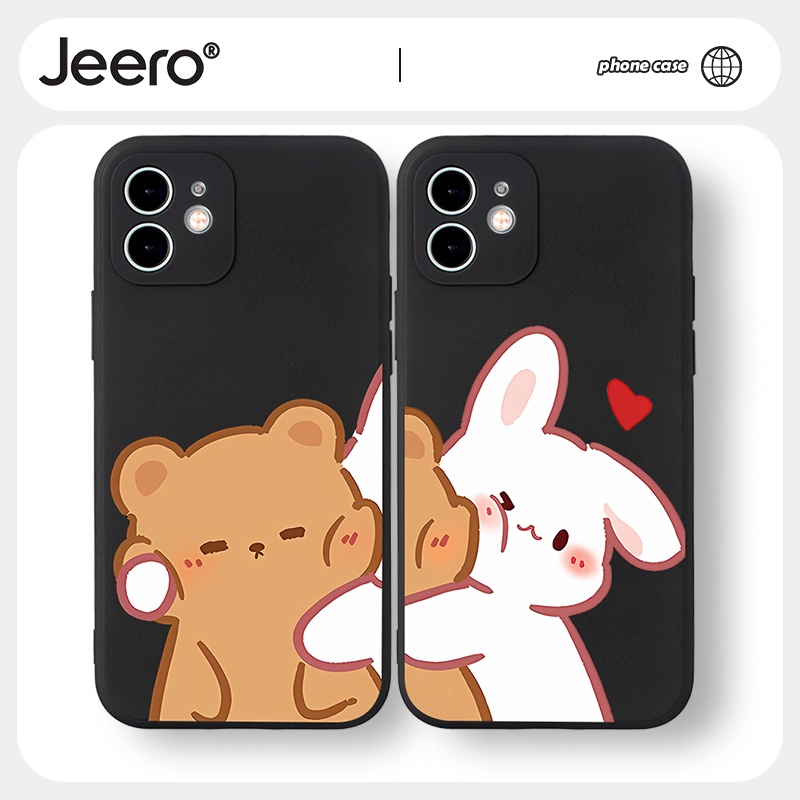 Jeero เคสคู่ เคสไอโฟน คู่รัก กันกระแทกซิลิโคนนุ่มน่ารักตลก เคสโทรศัพท์ Compatible for iPhone 16 15 14 13 12 11 Pro Max SE 2020 X XR XS 8 7 6 6S Plus xsmax 6splus 7plus 8plus พลัส HFF2023