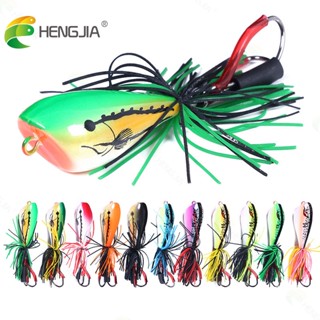 Hengjia เหยื่อตกปลารูปกบ 1 ชิ้น 9 ซม 9.5g Hard Plastic Frog Lure Topwater Artificial Bait Double Hook Rubber Skirts