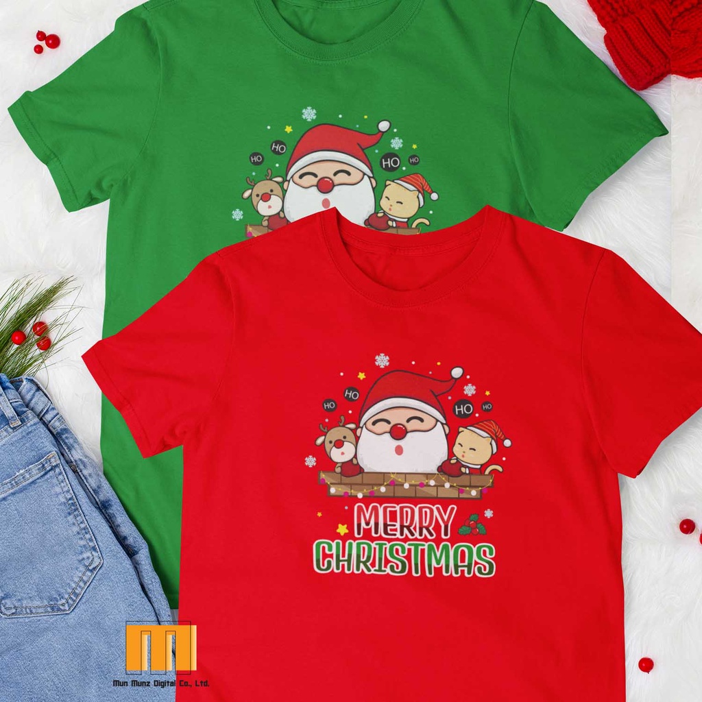 เสื้อคริสมาสต์ Xmas เสื้อยืดเด็ก Christmas Shirt มีถึงรอบอก 60 นิ้ว SET 2