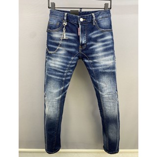 DSQUARD2 กางเกงยีนส์ผู้ชายทรงสลิมฟิตสไตล์ไฮสตรีทสไตล์พิมพ์ลาย #streettrenddenim