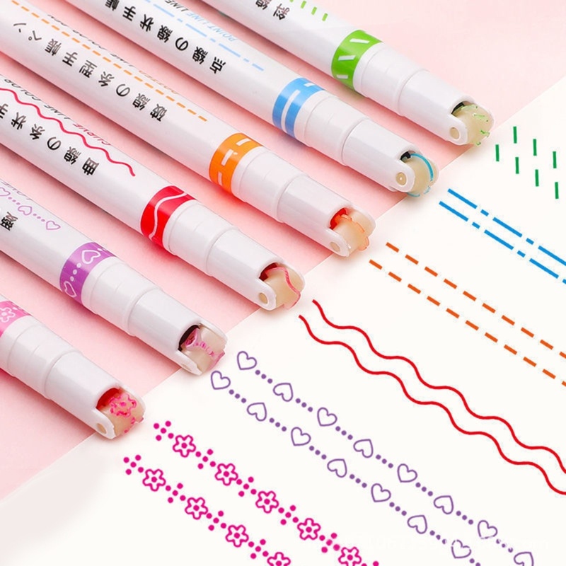 Seve 6 ชิ้นสีโค้งปากกา Roller ปากกาจุดสําหรับการ์ดทําวาด Scrapbooking Canalstar Planner Journal D