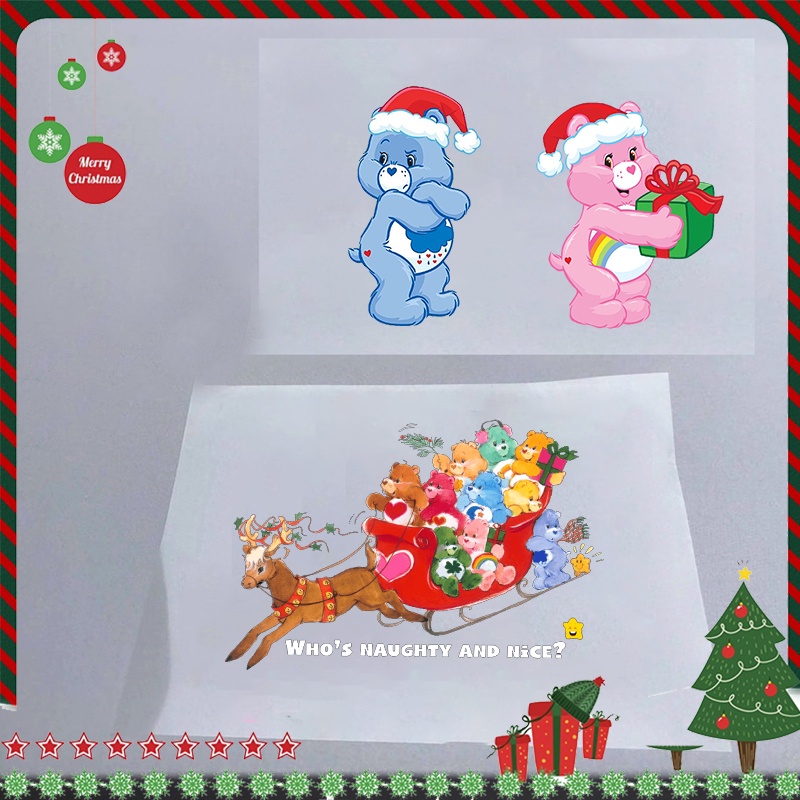 แผ่นแพทช์สติกเกอร์ ลายการ์ตูนหมีน่ารัก DIY สําหรับตกแต่งเสื้อผ้า ของขวัญคริสต์มาส