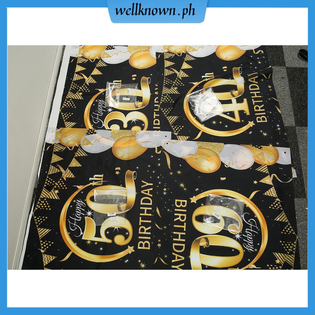 30th 40th 50th 60th ขนาดใหญ่ Happy Birthday แบนเนอร์สีดําทองวันเกิดพื้นหลังตกแต่ง 80 x 120 ซม.วันเกิ