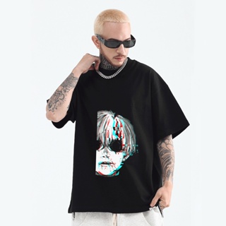 Kaneki Ken Anime Design Cotton T-Shirt for Men Oversize Printed Tee Shirts Tokyo ghoul(Unisex)เสื้อยืด