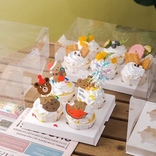 🧁(แพค 10 ใบ)BX8 กล่องคัพเค้กใส ฐานขาว กล่องคัพเค้ก 2หลุม/4หลุม/6หลุม/9หลุม/12หลุม กล่องเค้กแบบใส พลาสติก(12หลุม)