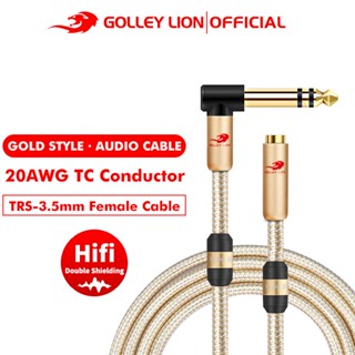 Golley Lion 1/4 To 3.5 มม. อะแดปเตอร์แจ็คหูฟัง Trs 6.35 มม. 1/4 Male To 3.5 มม. Female แจ็คเสียงสเตอริโอสําหรับเครื่องขยายเสียงกีตาร์