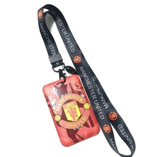 MAN U ที่ใส่บัตร ซองใส่บัตร ที่ใส่บัตร พร้อมสายคล้องคอ(2.5cm) ลาย แมน ยูไนเต็ด แดง สายแดง สำหรับบัตร 5.5x8.5cm  798 shop