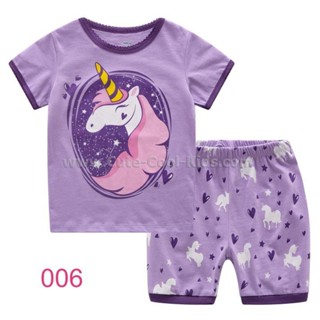 S-KAG-006 ชุดนอนเด็ก แขนสั้นขาสั้น-เด็ก สีม่วง ลาย Pony