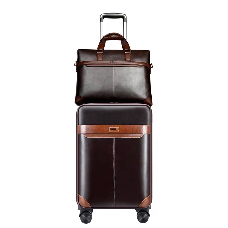 Firstmeet Man Business Luggage Set With Handbag Luxury Trolley Suitcase Bag Brand Travel Luggage Carry On PU Boarding Su