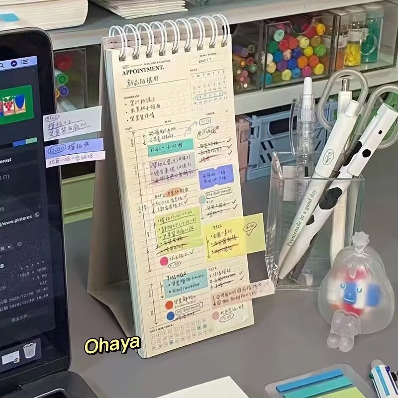 Ohaya ปฏิทิน โต ๊ ะสามมิติ D270 สมุดบันทึกวางแผนงาน/เรียน พร้อมแผนเวลาและการจัดการเวลา