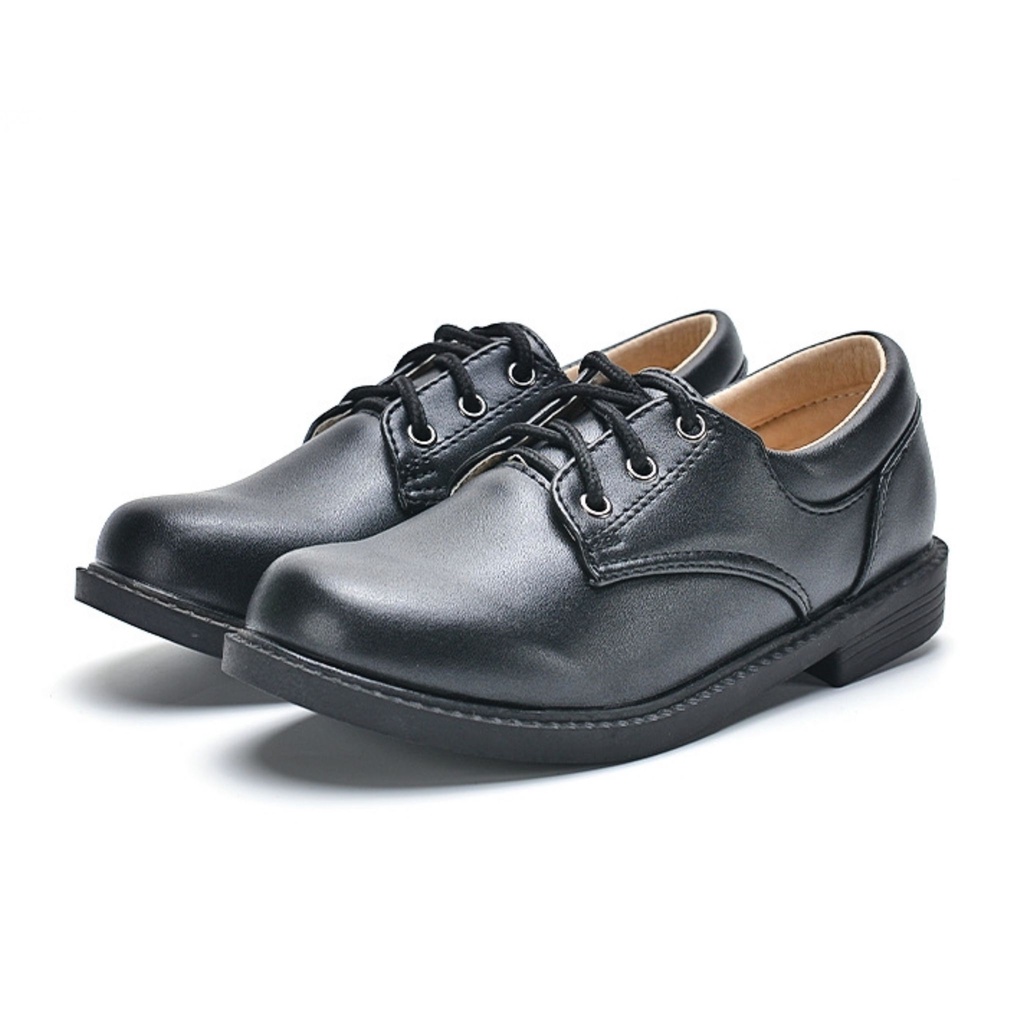 รองเท้านักเรียนชายแบบผูกเชือก นักศึกษาชาย เป็นรองเท้าหนังสีดำ คุณภาพดี School Shoes For Boys 27-45