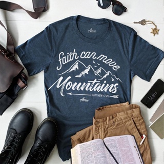 Faith Can Move Mountains Christian T-Shirt เสื้อคนอ้วนผญ เสื้อโอเวอร์ไซ เสื้อยีด เสื้อยืด