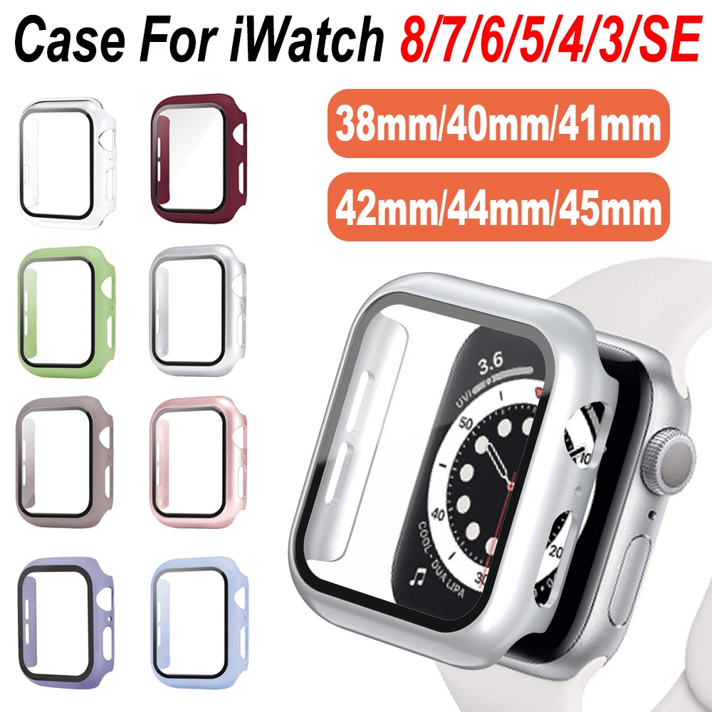 กระจก + ปกป้องกันหน้าจอกรอบเต็มกรอบสำหรับ iWatch ซีรีส์ 11/10/9/8/7/6/5/4/3 / SE 46mm 45mm 41mm 44mm 40mm 42mm 38mm