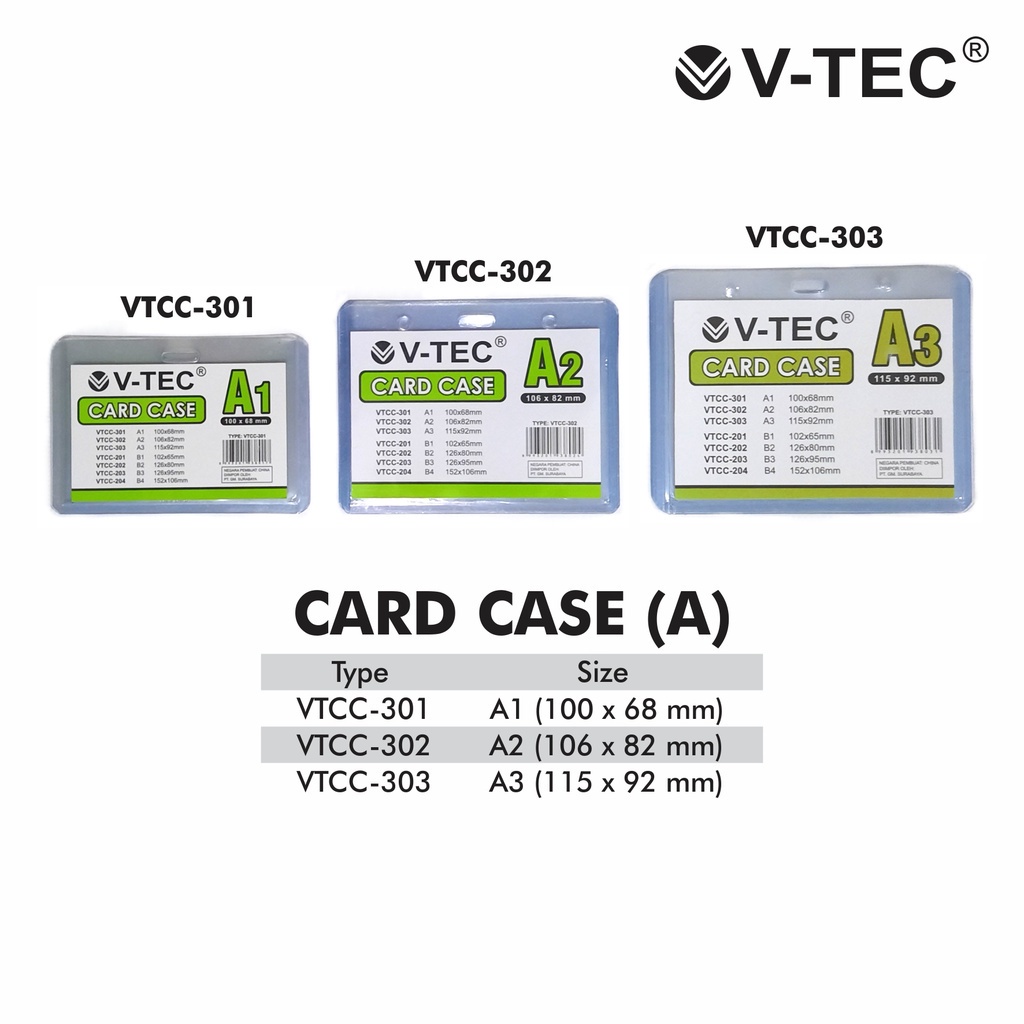 (1 แพ็ค / 20 ชิ้น) ป้ายชื่อ / ID Card Case Holder V-TEC VTCC A1 ~ A2 ~ A3