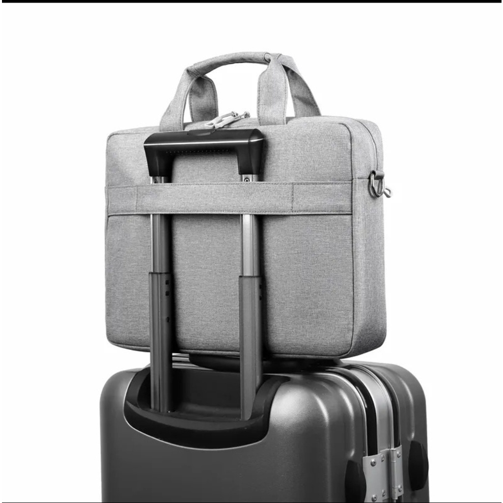 กระเป๋าโน๊ตบุ๊ค กระเป๋าแล็ปท็อป 15.5 นิ้ว 2 ช่อง มีหูหิ้ว (Notebook Bag Case) สีเทา มือสอง