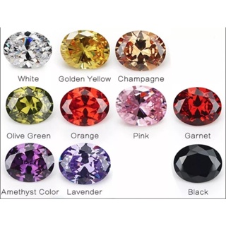 CZ รูปไข่ 6X8mm แพ็ค 10 เม็ด. CZ Oval 6X8mm. Pack of 10 pcs. พลอย CZ เพชรรัสเซียสี รูปไข่