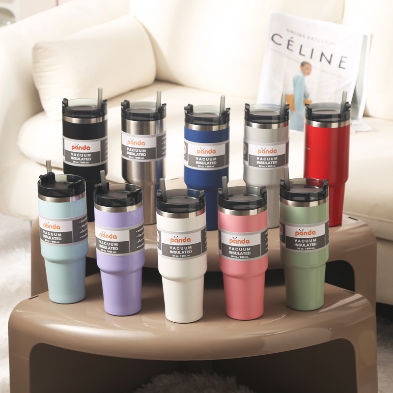 แก้วแพนด้า 890ml แก้วเก็บความเย็น 30oz สแตนเลสแท้ รับประกันไอน้ำไม่เกาะแก้ว สินค้าจริง รูปสุดท้าย