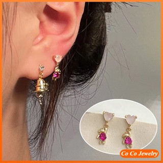 ต่างหูสตั๊ด เข็มเงิน S925 รูปหมีน่ารัก สไตล์เกาหลี สําหรับผู้หญิง COCOJEWELRY